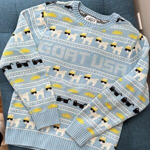 GOAT USA Kids Light Blue Knit Crewneck Sweater with Goat Motif